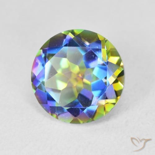 3.43 ct Multicolor Mystic Quartz Stone, Natural Mystic Quartz in Round Facet Shape for Sale