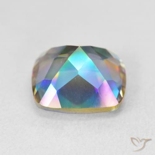 6.80ct Natural Multicolor Mystic Quartz, Cushion, VVS