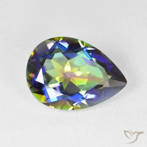 4.99 ct Multicolor Mystic Quartz Stone, Natural Mystic Quartz in Pear Facet Shape for Sale