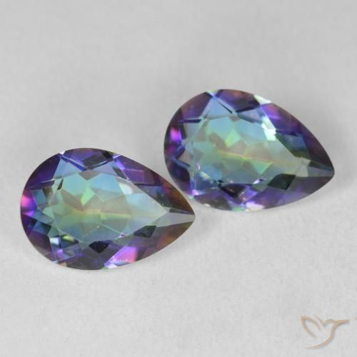 3.44 ctw Multicolor Mystic Quartz Stones, Natural Mystic Quartz in Pear Facet Shape for Sale