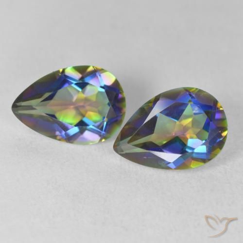 3.51ctw Natural Multicolor Mystic Quartz, Pear Shape, VVS-VS