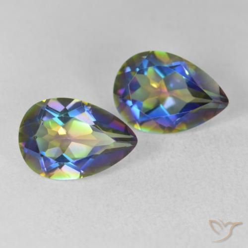 3.51 ctw Multicolor Mystic Quartz Stones, Natural Mystic Quartz in Pear Facet Shape for Sale