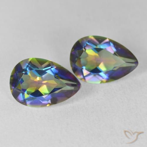 3.65 ctw Multicolor Mystic Quartz Stones, Natural Mystic Quartz in Pear Facet Shape for Sale