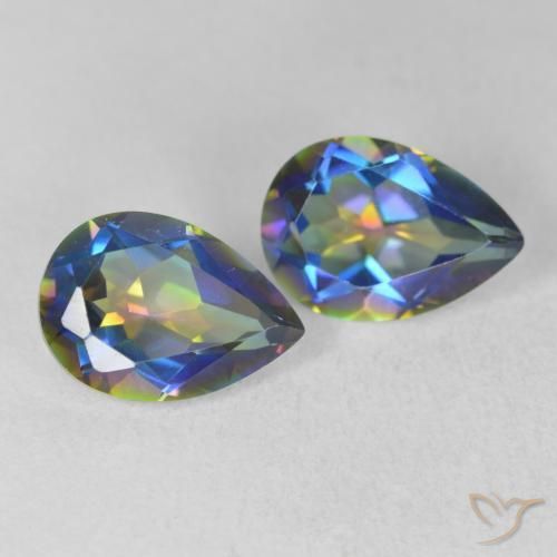 3.58 ctw Multicolor Mystic Quartz Stones, Natural Mystic Quartz in Pear Facet Shape for Sale