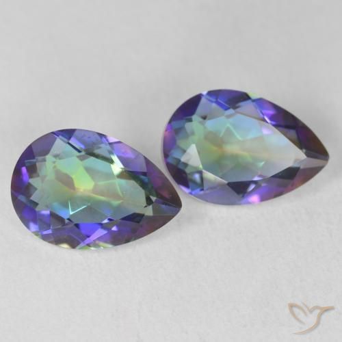 3.68 ctw Multicolor Mystic Quartz Stones, Natural Mystic Quartz in Pear Facet Shape for Sale