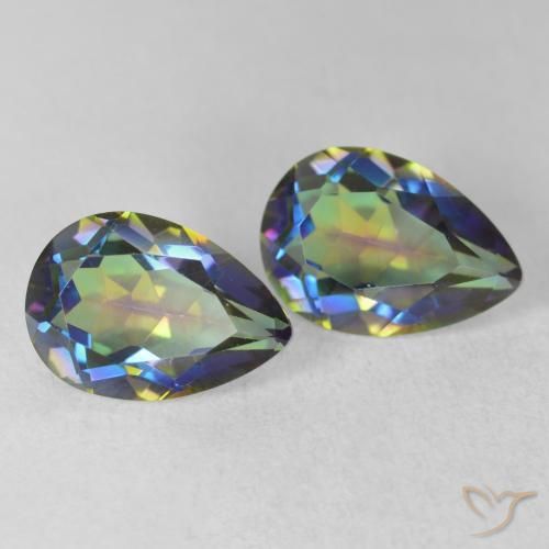 3.87 ctw Multicolor Mystic Quartz Stones, Natural Mystic Quartz in Pear Facet Shape for Sale