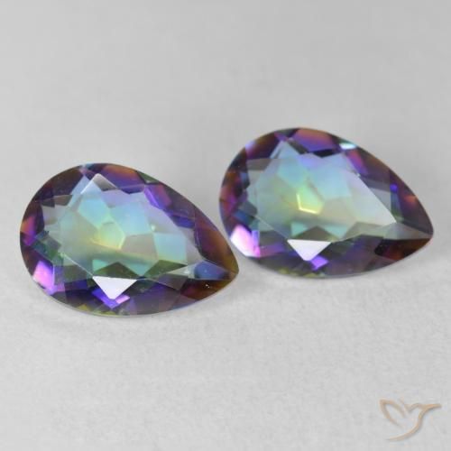 3.16 ctw Multicolor Mystic Quartz Stones, Natural Mystic Quartz in Pear Facet Shape for Sale