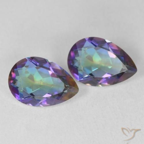 3.40 ctw Multicolor Mystic Quartz Stones, Natural Mystic Quartz in Pear Facet Shape for Sale