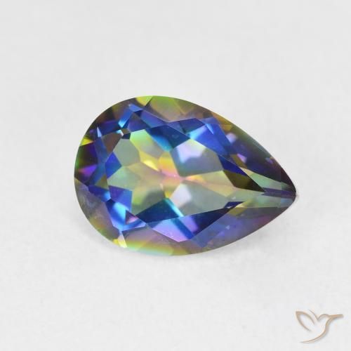 1.87 ct Multicolor Mystic Quartz Stone, Natural Mystic Quartz in Pear Facet Shape for Sale