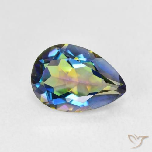 1.82 ct Multicolor Mystic Quartz Stone, Natural Mystic Quartz in Pear Facet Shape for Sale