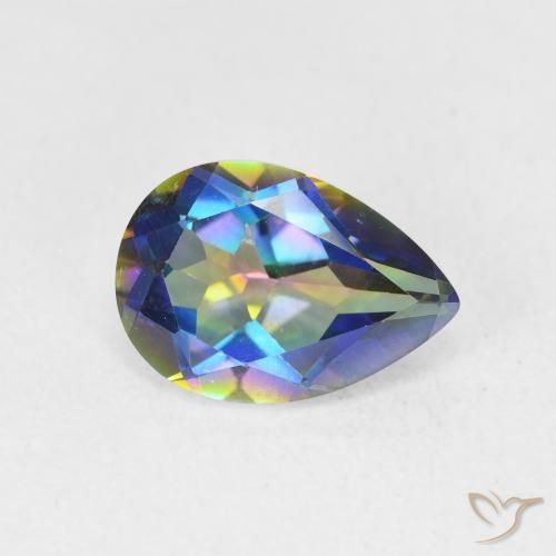 1.83 ct Multicolor Mystic Quartz Stone, Natural Mystic Quartz in Pear Facet Shape for Sale