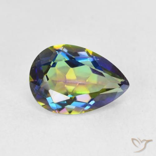 1.95ct Natural Multicolor Mystic Quartz, Pear Shape, VVS-VS
