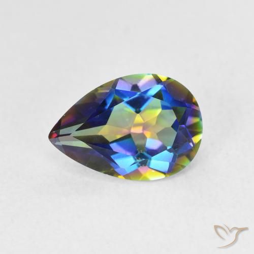 1.52ct Natural Multicolor Mystic Quartz, Pear Shape, VVS-VS