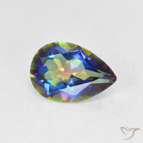 1.52 ct Multicolor Mystic Quartz Stone, Natural Mystic Quartz in Pear Facet Shape for Sale