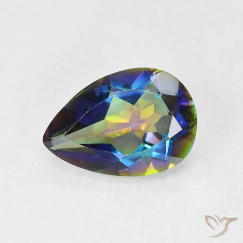 1.71ct Natural Multicolor Mystic Quartz, Pear Shape, VVS-VS