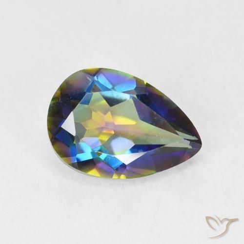 1.71 ct Multicolor Mystic Quartz Stone, Natural Mystic Quartz in Pear Facet Shape for Sale