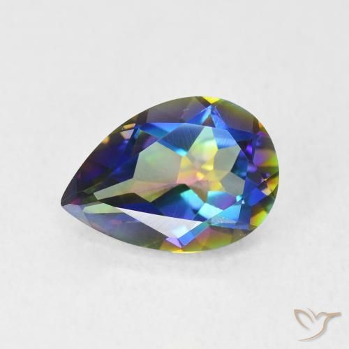 1.65ct Natural Multicolor Mystic Quartz, Pear Shape, VVS-VS