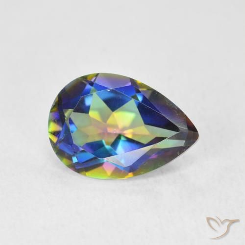 1.76ct Natural Multicolor Mystic Quartz, Pear Shape, VVS-VS