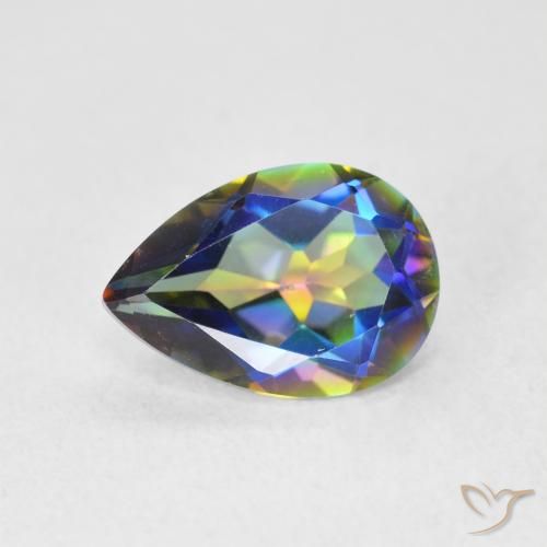1.76 ct Multicolor Mystic Quartz Stone, Natural Mystic Quartz in Pear Facet Shape for Sale