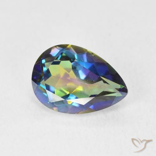 1.92 ct Multicolor Mystic Quartz Stone, Natural Mystic Quartz in Pear Facet Shape for Sale