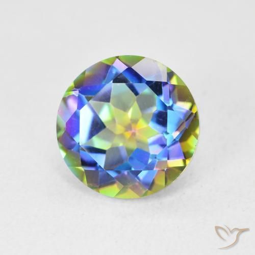 3.52 ct Multicolor Mystic Quartz Stone, Natural Mystic Quartz in Round Facet Shape for Sale