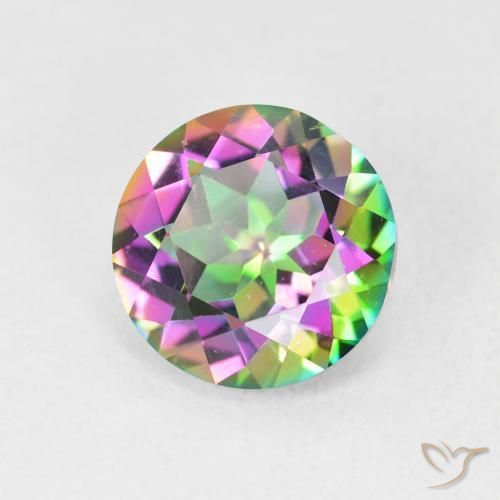 3.34 ct Multicolor Mystic Quartz Stone, Natural Mystic Quartz in Round Facet Shape for Sale