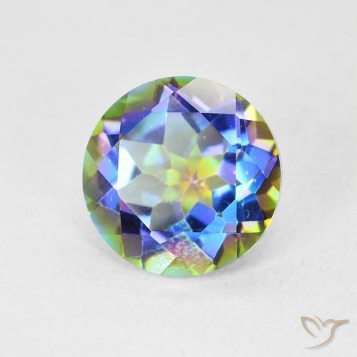 3.51 ct Multicolor Mystic Quartz Stone, Natural Mystic Quartz in Round Facet Shape for Sale