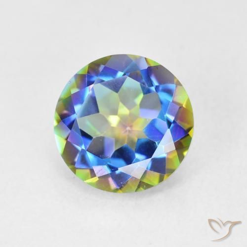 3.47 ct Multicolor Mystic Quartz Stone, Natural Mystic Quartz in Round Facet Shape for Sale