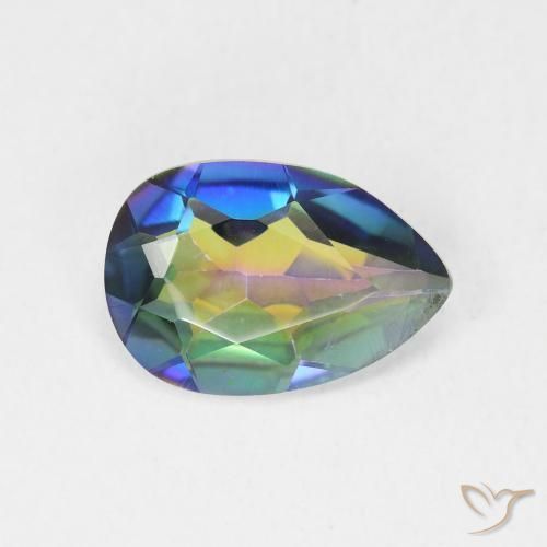 2.30 ct Multicolor Mystic Quartz Stone, Natural Mystic Quartz in Pear Facet Shape for Sale