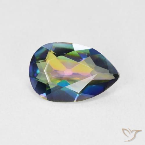 2.24 ct Multicolor Mystic Quartz Stone, Natural Mystic Quartz in Pear Facet Shape for Sale