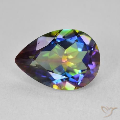 5.02 ct Multicolor Mystic Quartz Stone, Natural Mystic Quartz in Pear Facet Shape for Sale