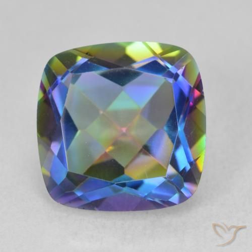 6.70ct Natural Multicolor Mystic Quartz, Cushion, VVS