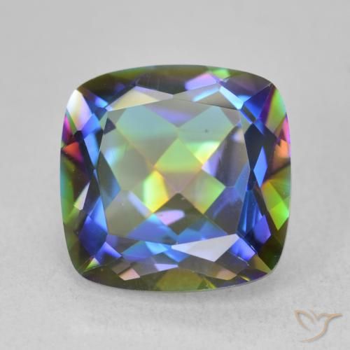 6.55ct Natural Multicolor Mystic Quartz, Cushion, VVS
