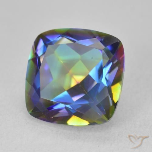 6.55 ct Multicolor Mystic Quartz Stone, Natural Mystic Quartz in Cushion-Cut Shape for Sale