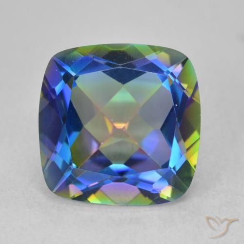 6.70ct Natural Multicolor Mystic Quartz, Cushion, VVS