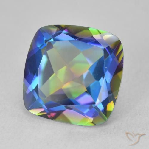 6.70 ct Multicolor Mystic Quartz Stone, Natural Mystic Quartz in Cushion-Cut Shape for Sale