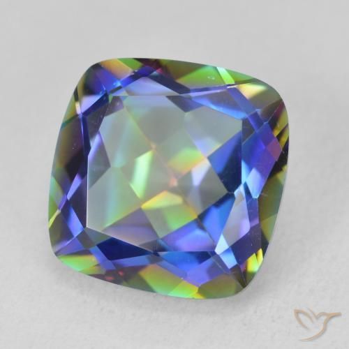 6.73 ct Multicolor Mystic Quartz Stone, Natural Mystic Quartz in Cushion-Cut Shape for Sale