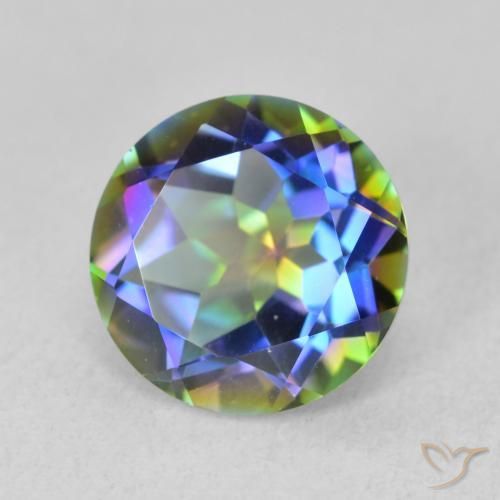 3.41 ct Multicolor Mystic Quartz Stone, Natural Mystic Quartz in Round Facet Shape for Sale