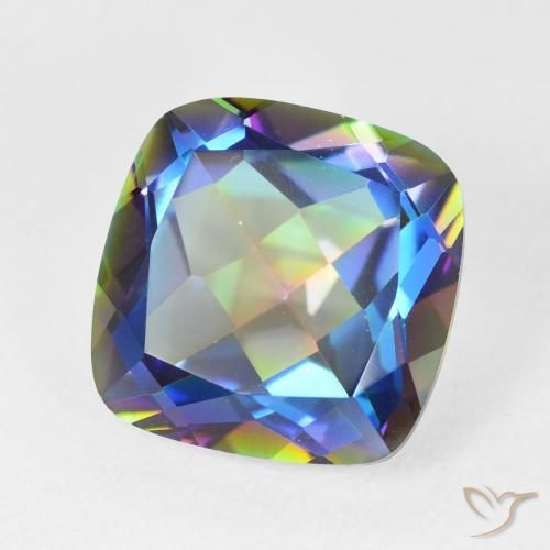 6.91 ct Multicolor Mystic Quartz Stone, Natural Mystic Quartz in Cushion-Cut Shape for Sale