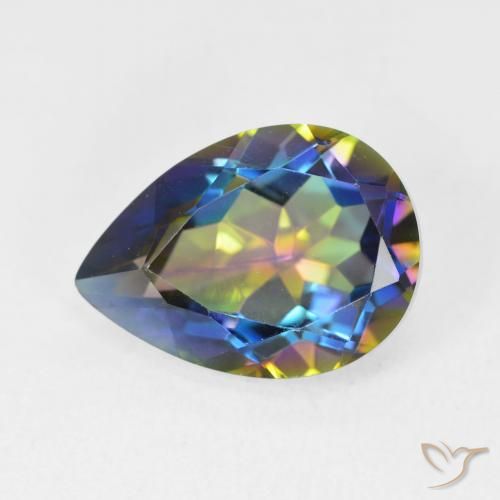 5.22ct Natural Multicolor Mystic Quartz, Pear Shape, VVS