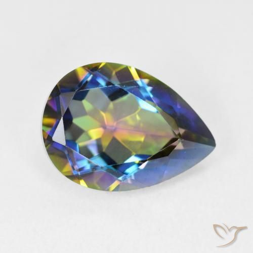 5.22 ct Multicolor Mystic Quartz Stone, Natural Mystic Quartz in Pear Facet Shape for Sale