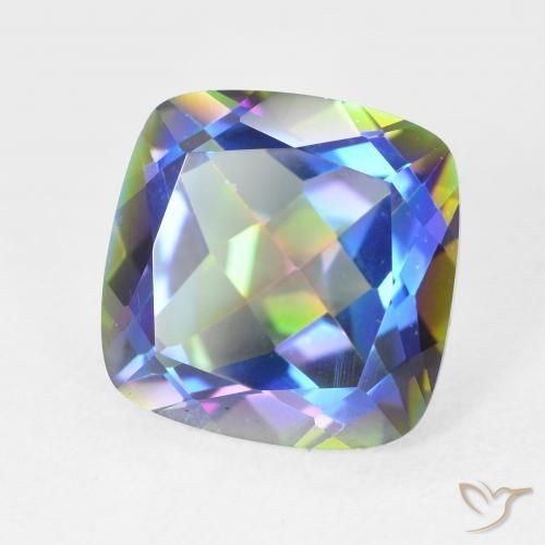 6.85 ct Multicolor Mystic Quartz Stone, Natural Mystic Quartz in Cushion-Cut Shape for Sale