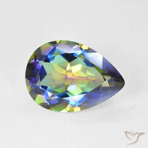 5.12ct Natural Multicolor Mystic Quartz, Pear Shape, VVS