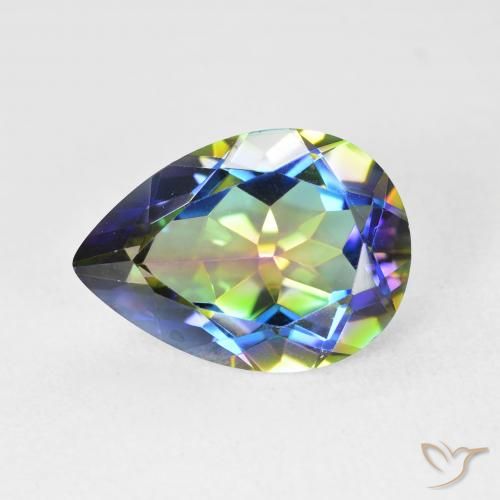 5.12 ct Multicolor Mystic Quartz Stone, Natural Mystic Quartz in Pear Facet Shape for Sale