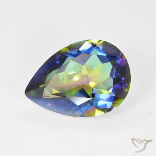 5.12ct Natural Multicolor Mystic Quartz, Pear Shape, VVS