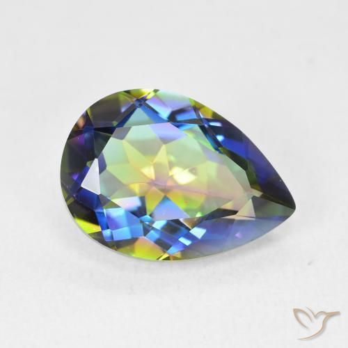 5.12 ct Multicolor Mystic Quartz Stone, Natural Mystic Quartz in Pear Facet Shape for Sale