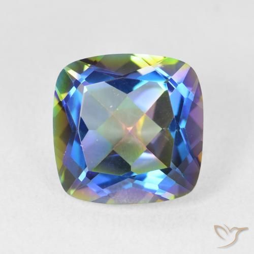 6.89ct Natural Multicolor Mystic Quartz, Cushion, VVS