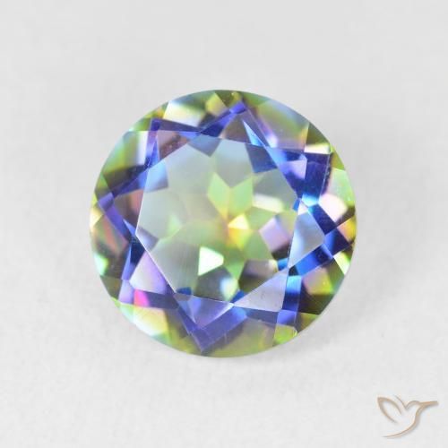 3.30 ct Multicolor Mystic Quartz Stone, Natural Mystic Quartz in Round Facet Shape for Sale