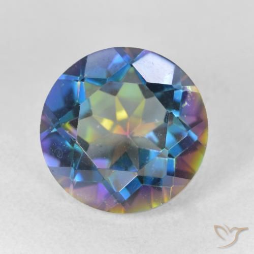 3.33 ct Multicolor Mystic Quartz Stone, Natural Mystic Quartz in Round Facet Shape for Sale