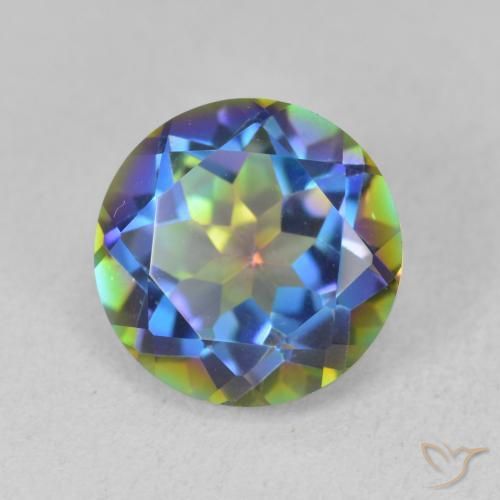 3.52 ct Multicolor Mystic Quartz Stone, Natural Mystic Quartz in Round Facet Shape for Sale